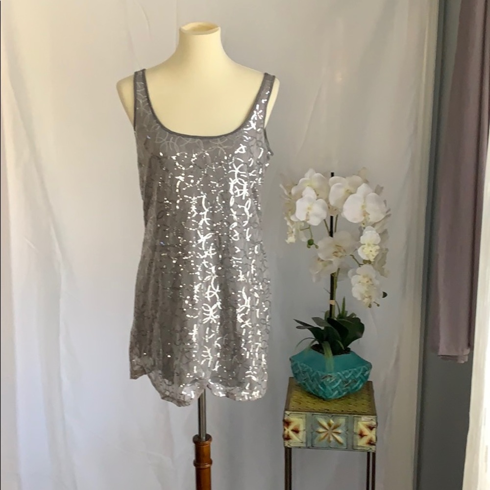 Express tank dress size M silver sequins